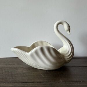 White Ceramic Swan Planter